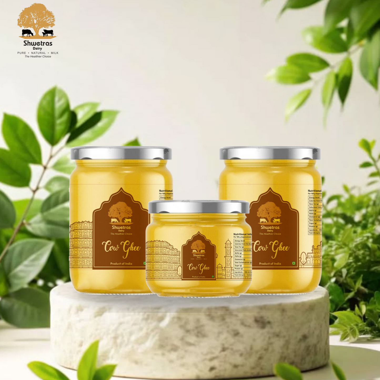 Hand Churned Vedic Indian Cow Ghee 2000ml + 500 ml combo