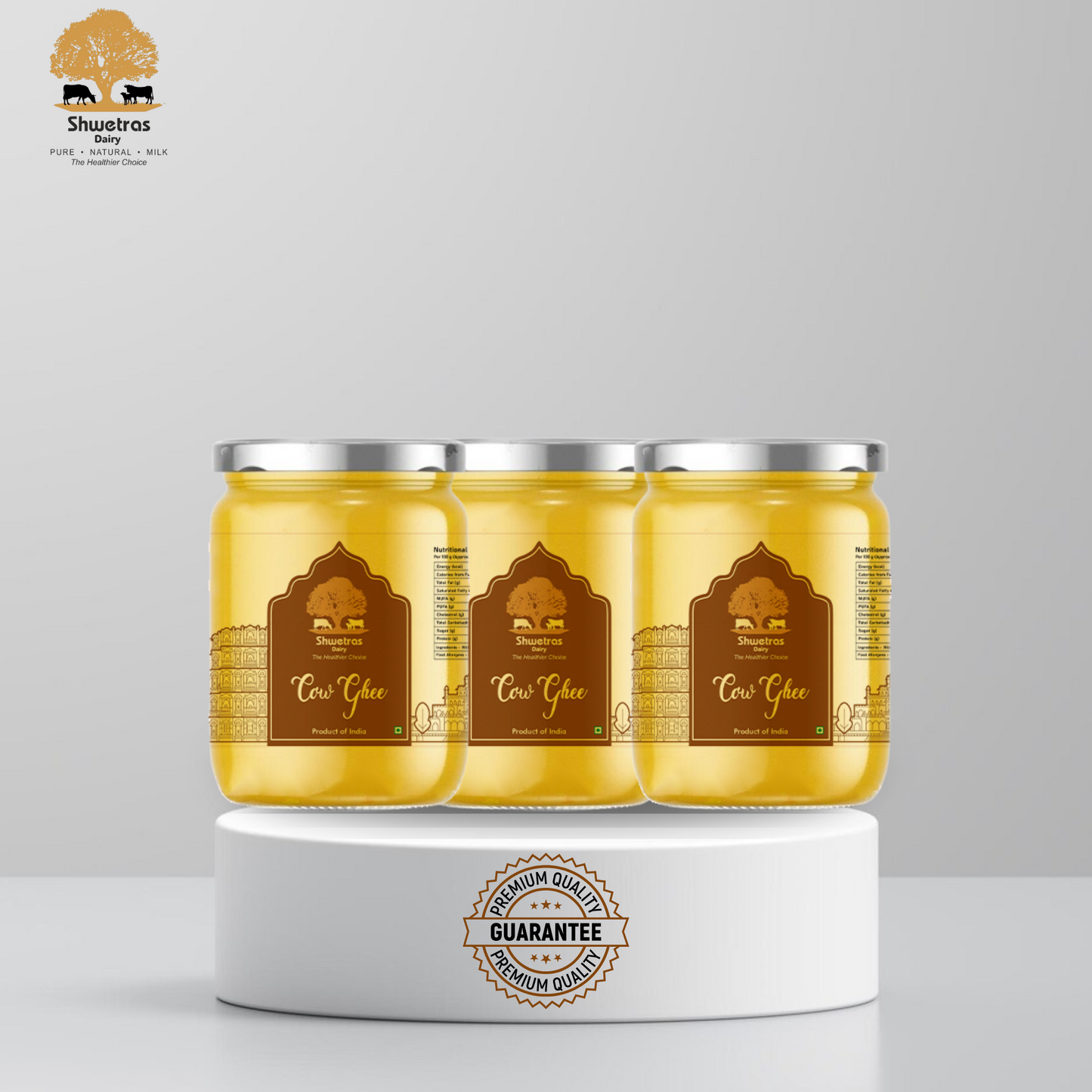 Hand Churned Desi Cow Ghee Jar 1000ml Pack of 3
