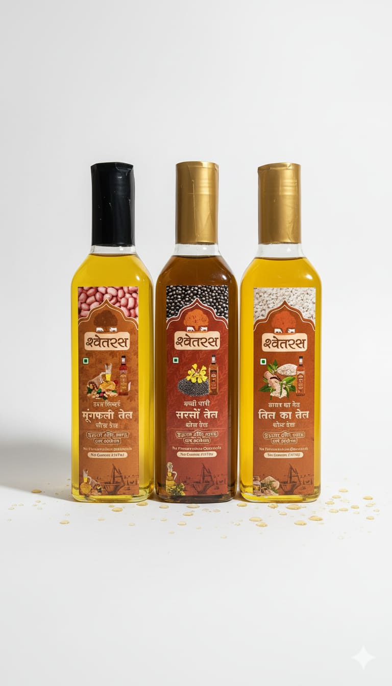 Cold Pressed Groundnut Oil | Pure Peanut Cooking Oil 5 L Pack Pet Bottle - Shwetras