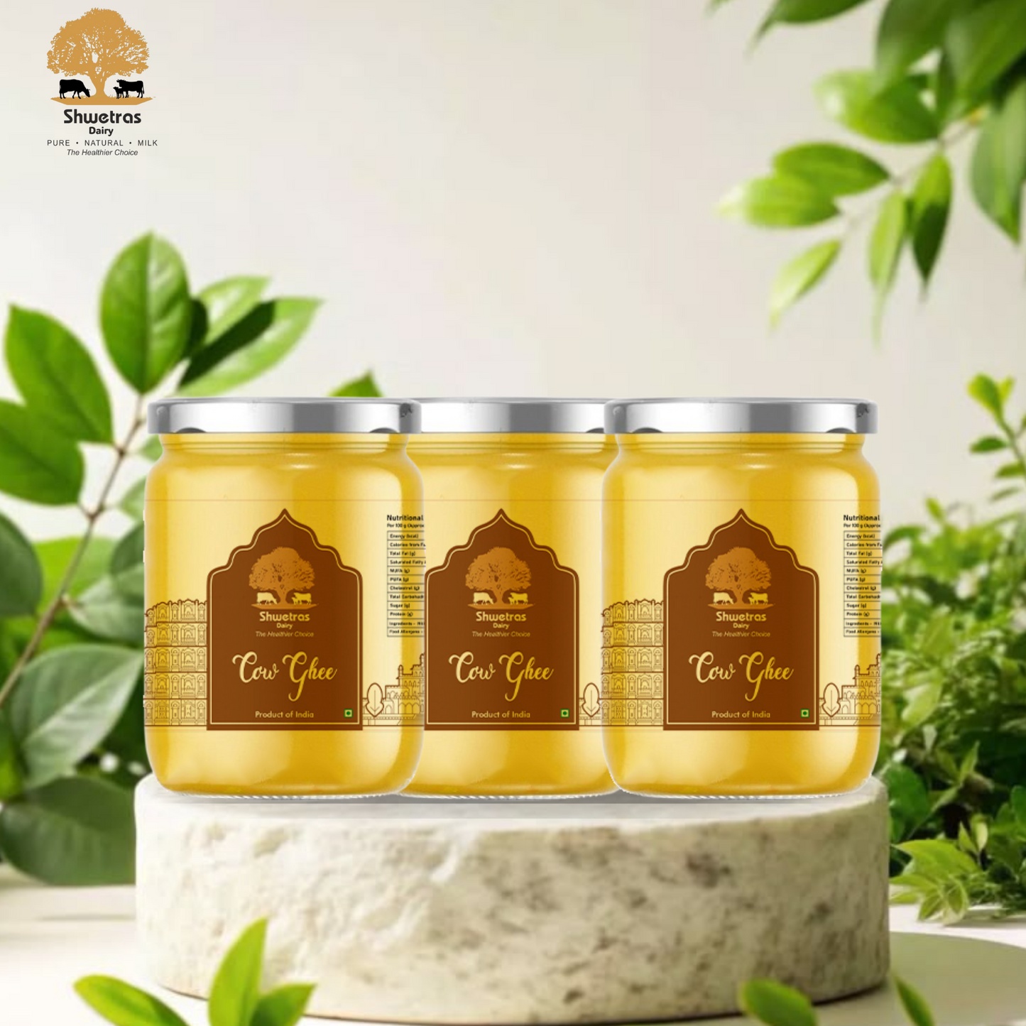 Hand Churned Desi Cow Ghee  Jar 1000ml Pack of 3