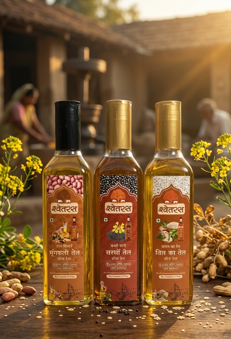 Cold Pressed Groundnut Oil | Pure Peanut Cooking Oil  5 L Pack Pet Bottle - Shwetras