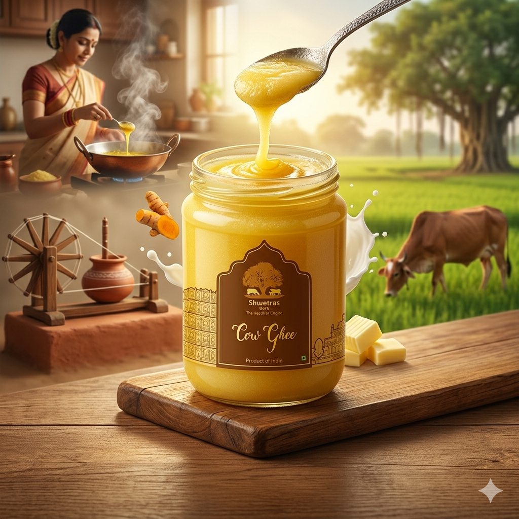Pure Bilona Desi Cow Ghee Online | A2 Cow Ghee - Shwetras Pack Of 3 L PET Jar
