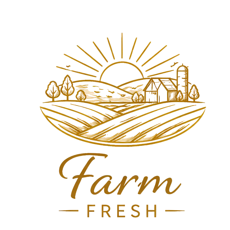 Logo with a farm scene and 'Farm Fresh' text on a white background