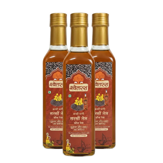 Cold Pressed Mustard Oil | Pure Kachi Ghani Mustard Cooking Oil 3 L Pack Pet Bottle - Shwetras