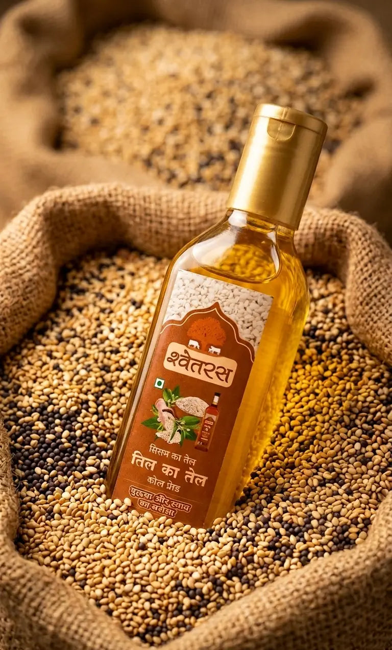 Shwetras Cold Pressed Til Oil 1 L | Pure Sesame Cooking Oil (Kachi Ghani )